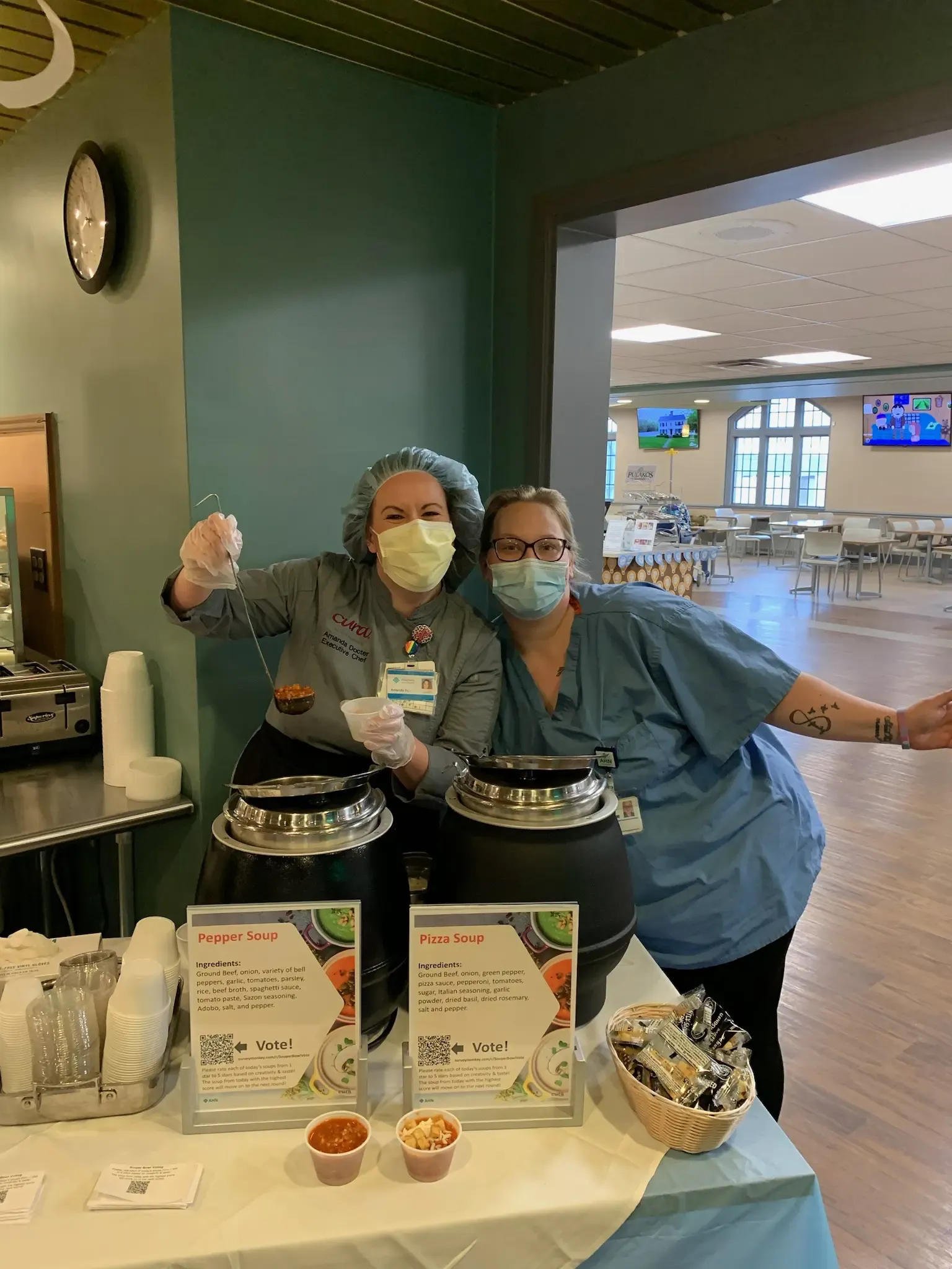 two women preparing soup