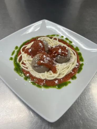 Plate of pasta with tomato sauce